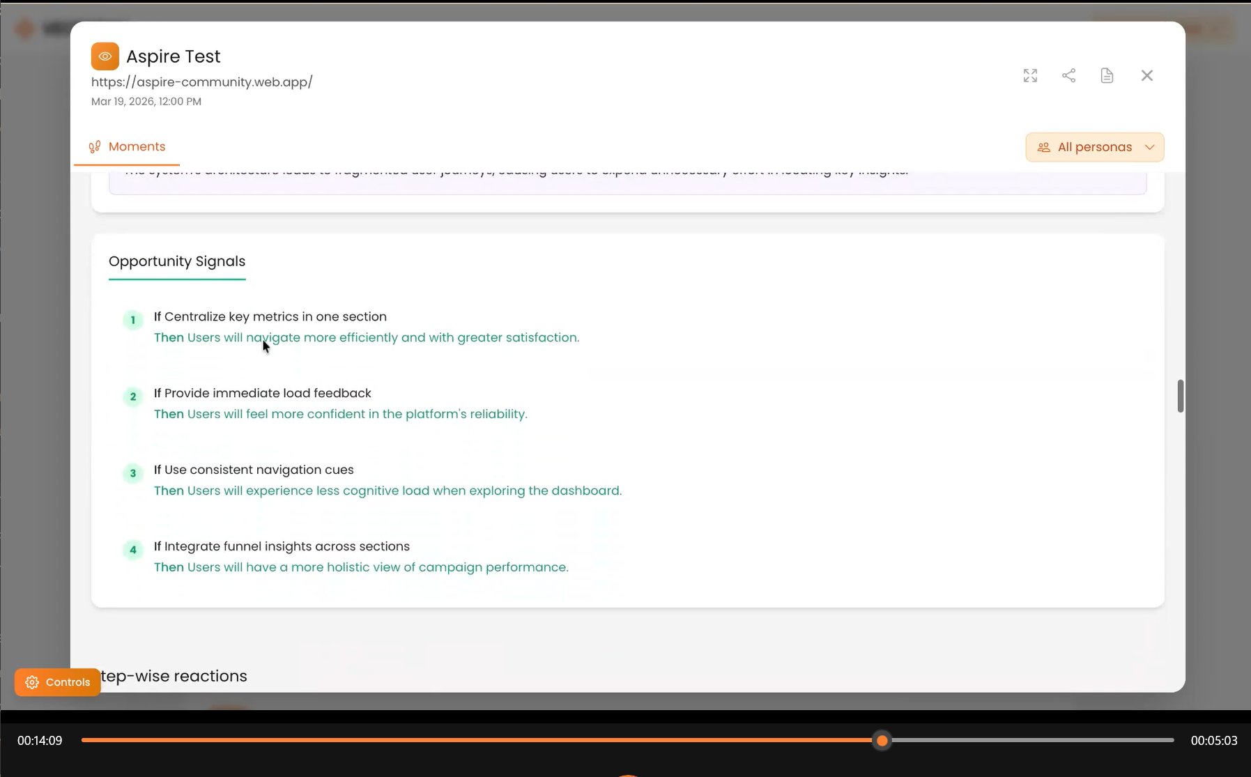Opportunity Signals panel showing If/Then hypotheses